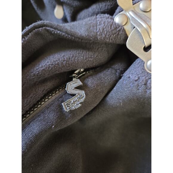 Sympli Canada Unique Fleece Warm Black Zip and Clasp Mid-Length Jacket, Size 10 - Picture 14 of 14